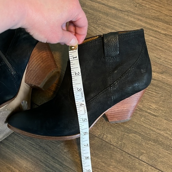 Frye Reina Black Suede Heeled Ankle Boots - Picture 10 of 12